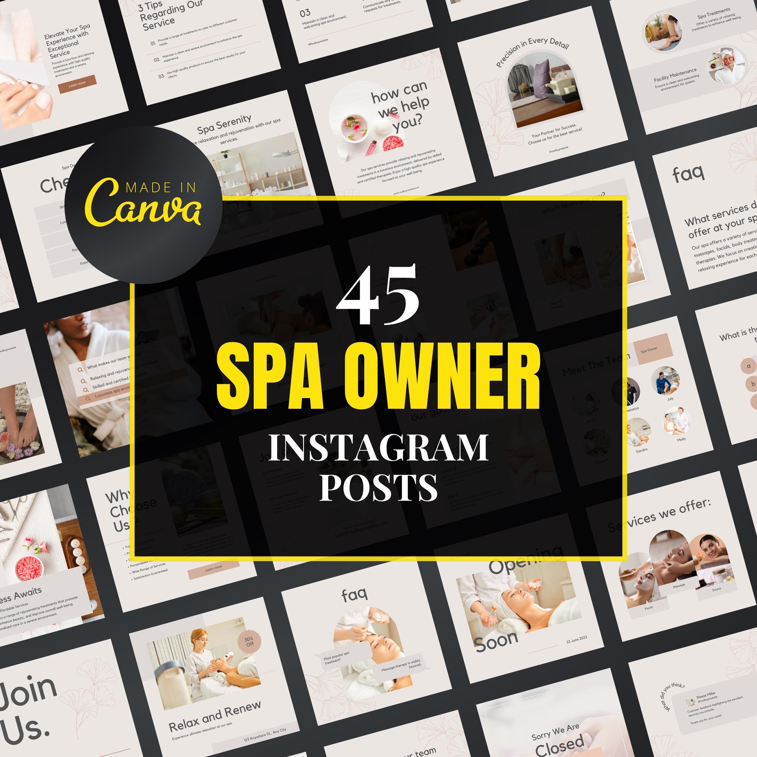 Spa Canva Templates | Editable Instagram and Facebook Posts for Wellne ...