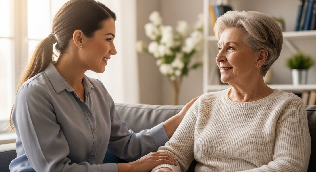Caregiver supporting an older adult at home
