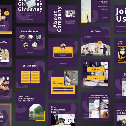 Risk Management Consulting Canva Templates | Editable Instagram Posts for Business Consultants