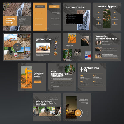 Trench Diggers Canva Templates | Editable Instagram Posts for Excavation & Digging Services