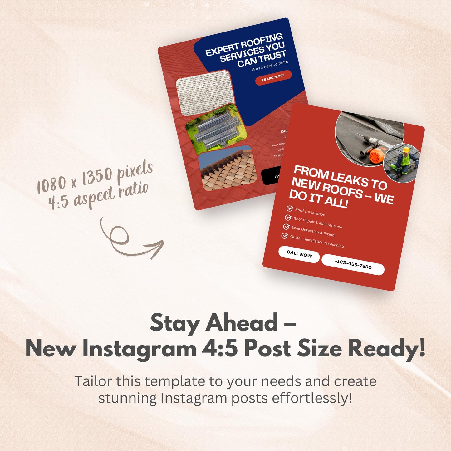 Roofing Service Canva Templates | Editable Instagram Posts for Roofers & Roofing Companies