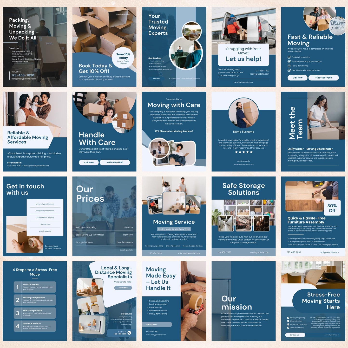 Moving Service Canva Templates | Editable Instagram Posts for Movers & Relocation Companies