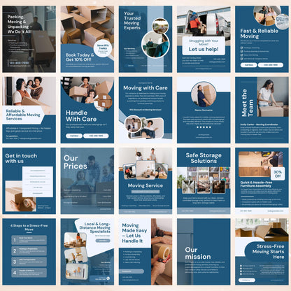 Moving Service Canva Templates | Editable Instagram Posts for Movers & Relocation Companies