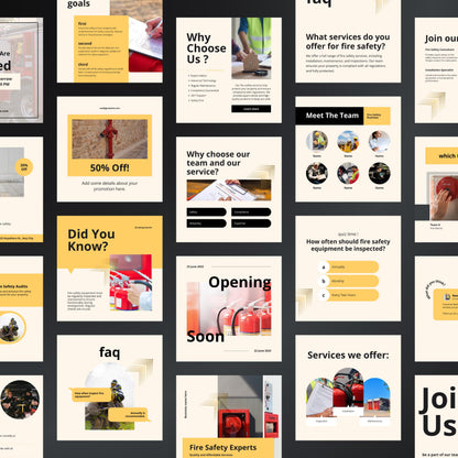 Fire Safety Instagram Templates | Editable Canva Posts