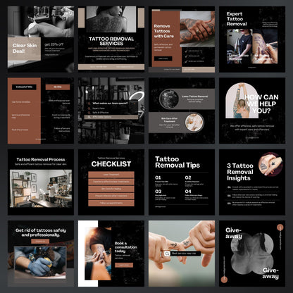 Tattoo Removal Canva Templates | Editable Instagram Posts for Laser Tattoo Clinics