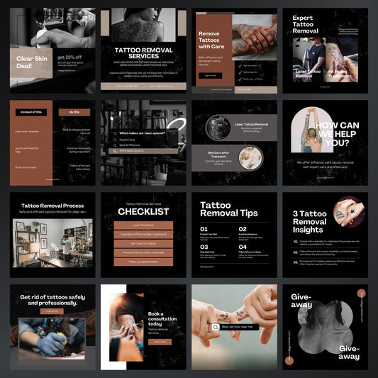 Tattoo Removal Canva Templates | Editable Instagram Posts for Laser Tattoo Clinics