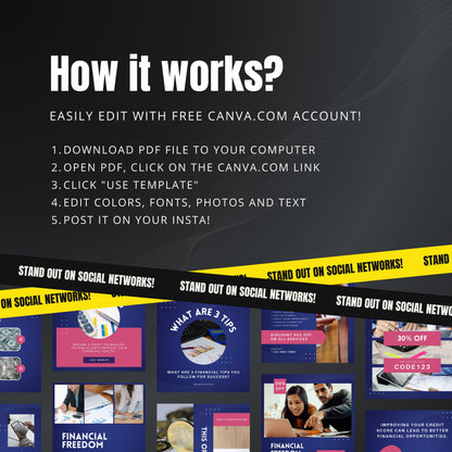 Credit Repair Canva Templates | Editable Instagram Posts for Financial Advisors & Credit Agencies