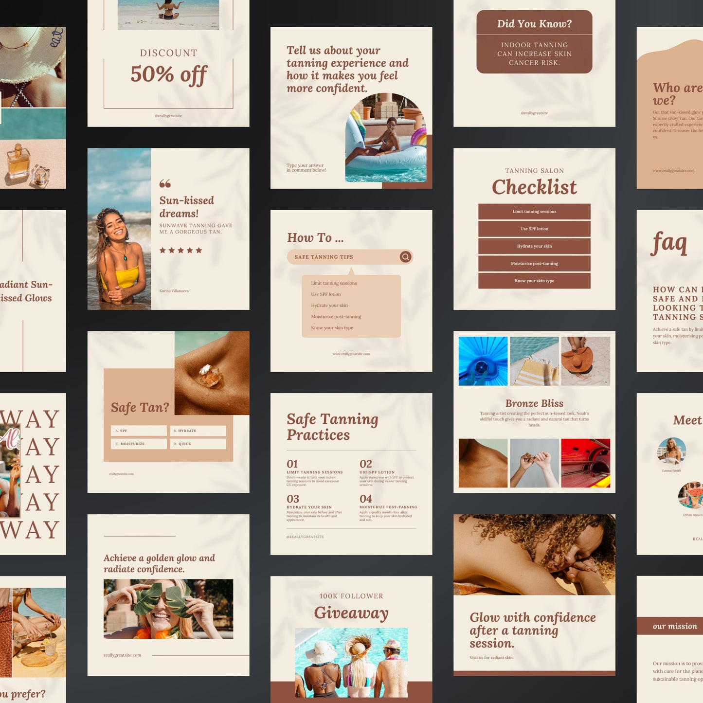 Tanning Studio Canva Templates | Editable Instagram Posts for Spray Tan & Beauty Studios