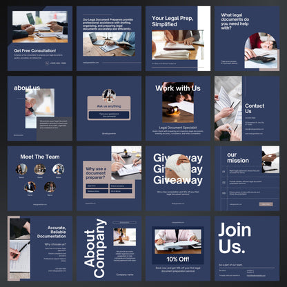 Legal Document Canva Templates | Editable Instagram Posts for Law Firms & Attorneys
