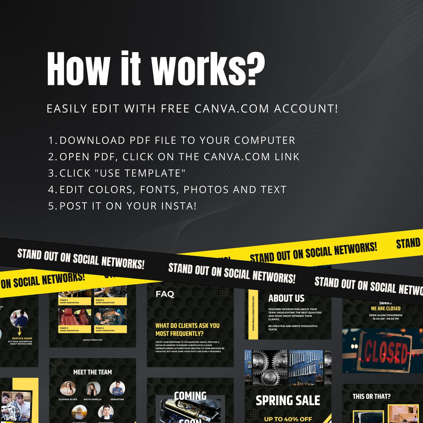 Car Tuning Canva Templates | Editable Instagram Posts for Auto Tuning & Mechanic Shops