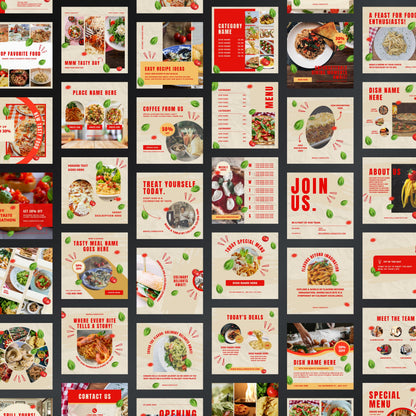 Italian Restaurant Canva Templates | Editable Instagram Posts for Pizza Shops & Food Businesses