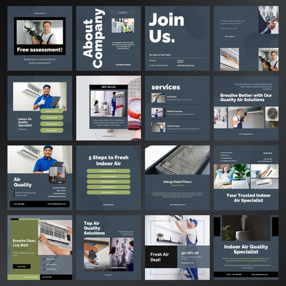 Indoor Air Quality Specialist Canva Templates | Editable Instagram Posts for Clean Air Services
