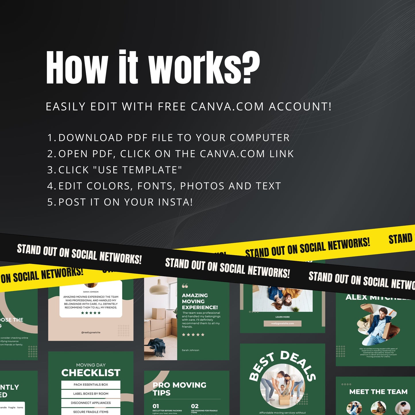 Moving Service Canva Templates | Editable Instagram Posts for Movers & Packing Companies