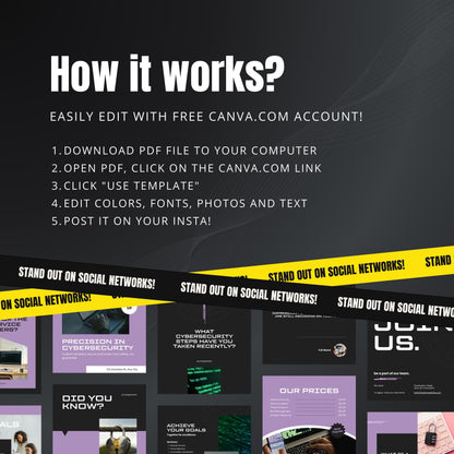 Cybersecurity Canva Templates | Editable Instagram Posts for Cybersecurity Services
