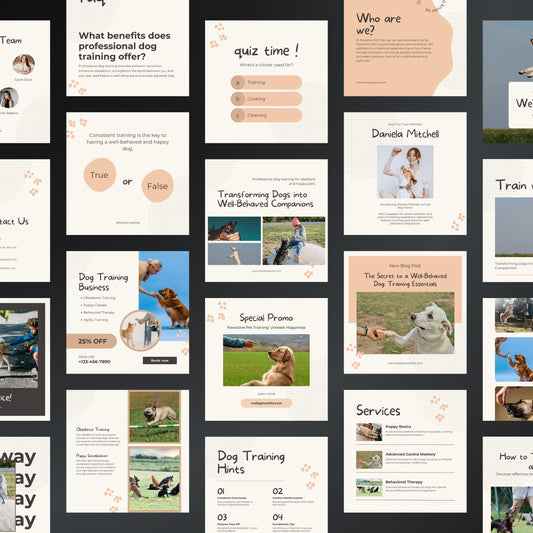 Dog Training Canva Templates | Editable Instagram Posts for Dog Trainers & Pet Services