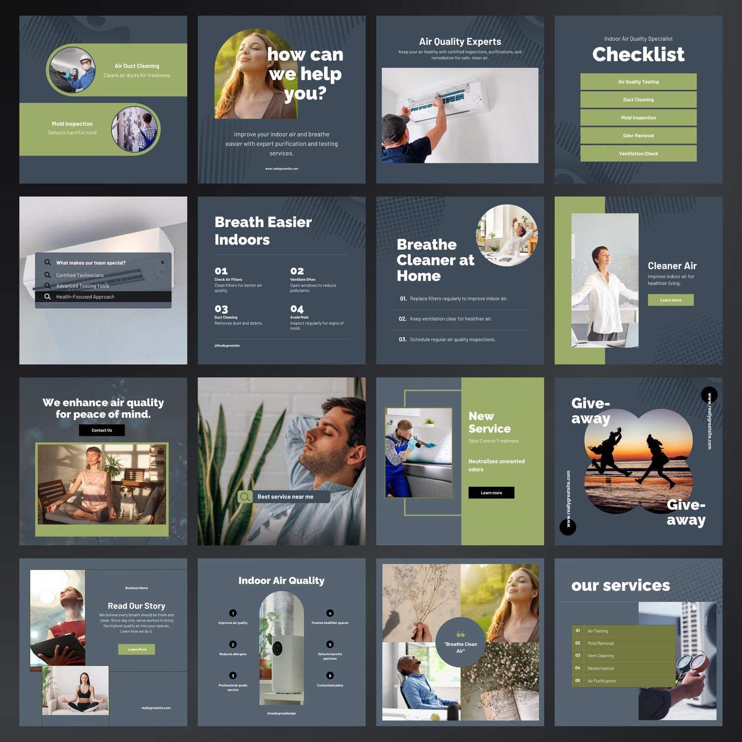Indoor Air Quality Specialist Canva Templates | Editable Instagram Posts for Clean Air Services