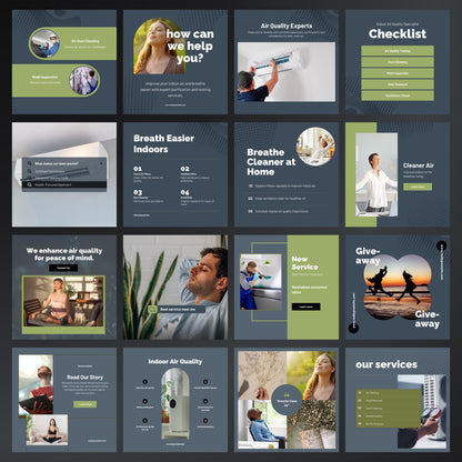 Indoor Air Quality Specialist Canva Templates | Editable Instagram Posts for Clean Air Services
