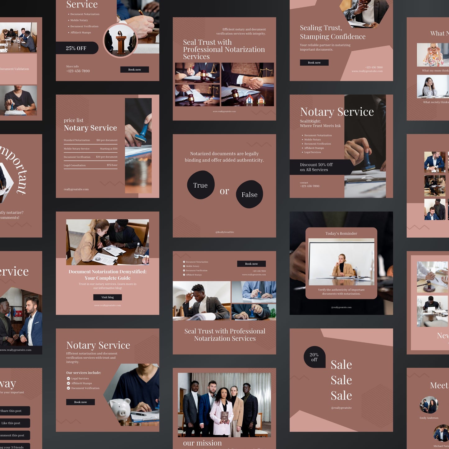 Notary Service Canva Templates | Editable Instagram Posts for Notaries & Legal Services