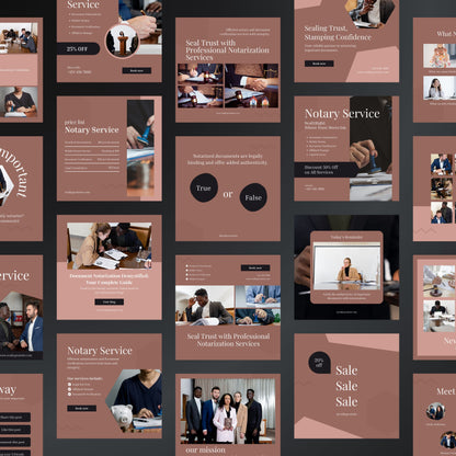 Notary Service Canva Templates | Editable Instagram Posts for Notaries & Legal Services