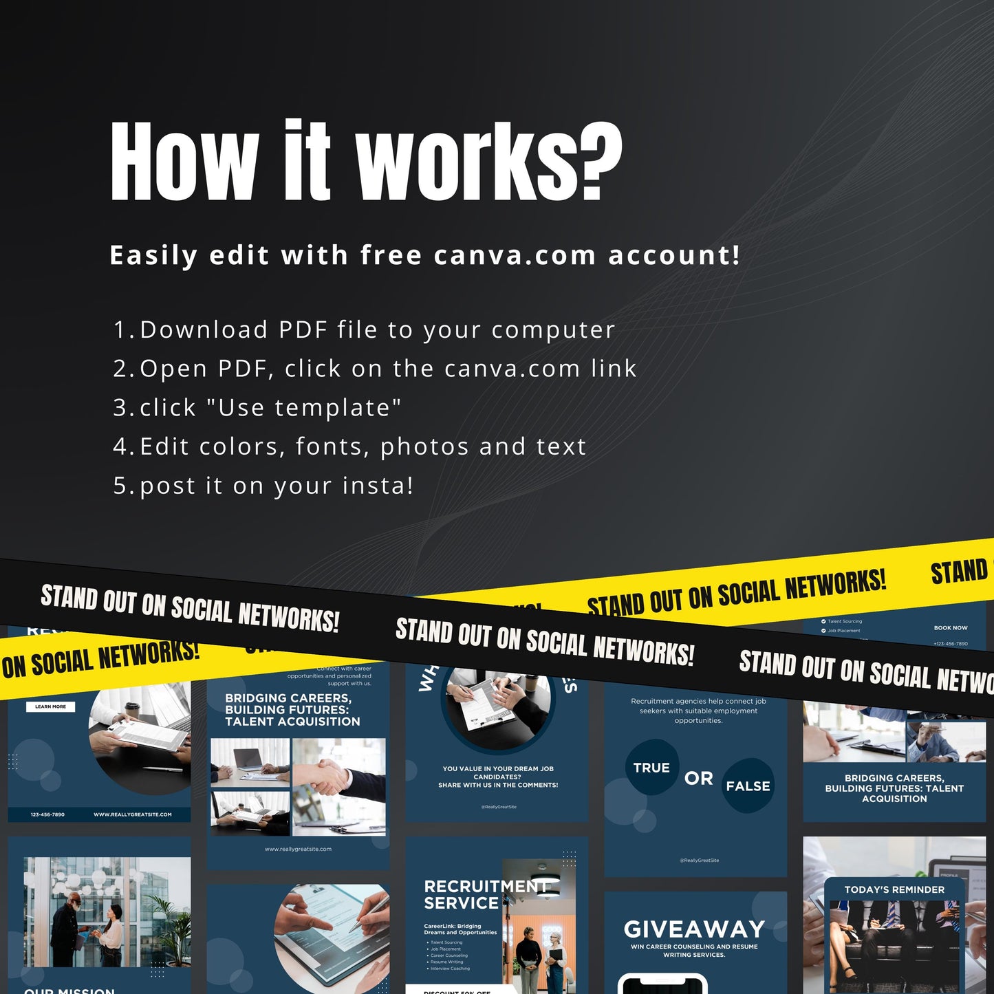 Recruitment Canva Templates | Editable Instagram Posts for Hiring & Staffing Agencies