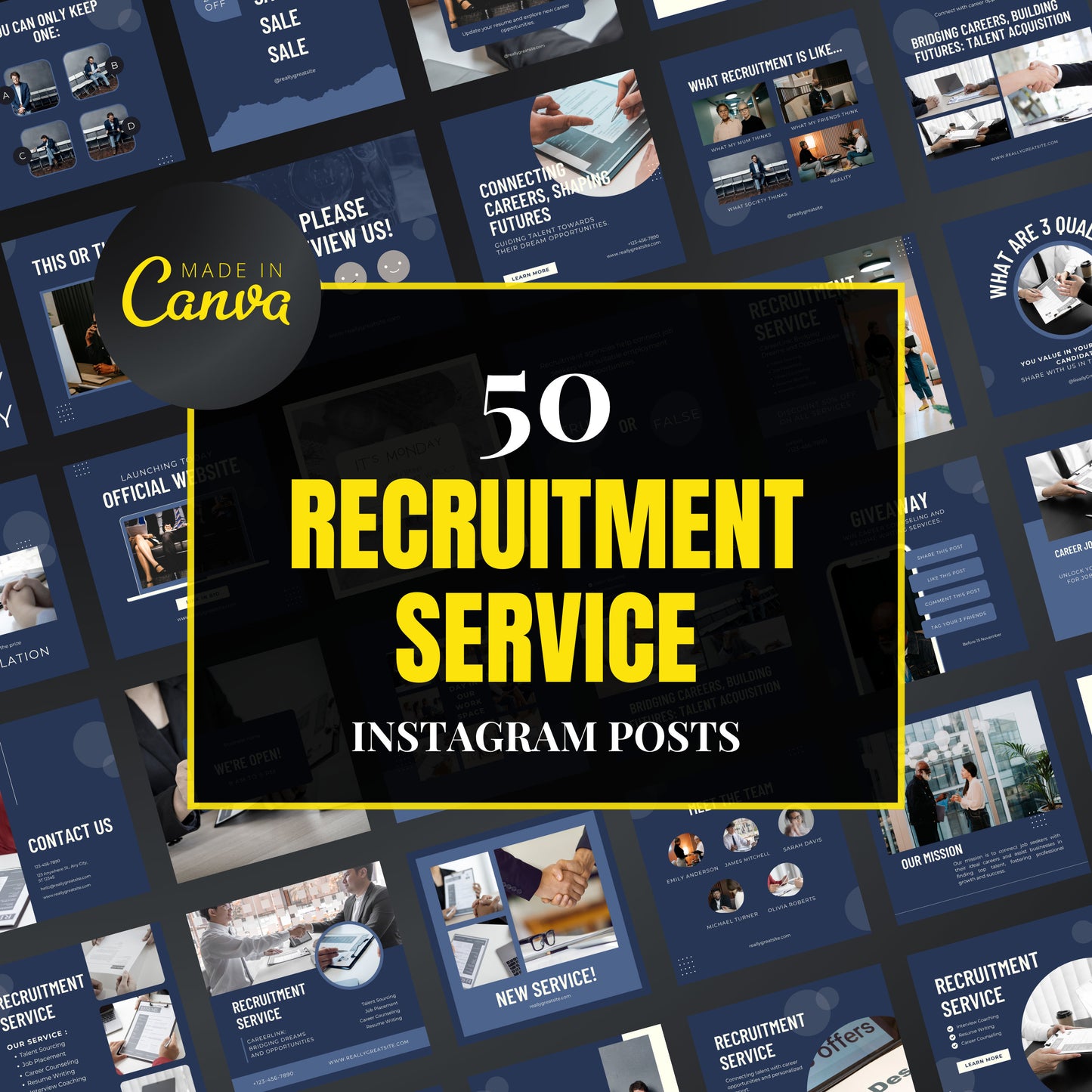 Recruitment Canva Templates | Editable Instagram Posts for Hiring & Staffing Agencies
