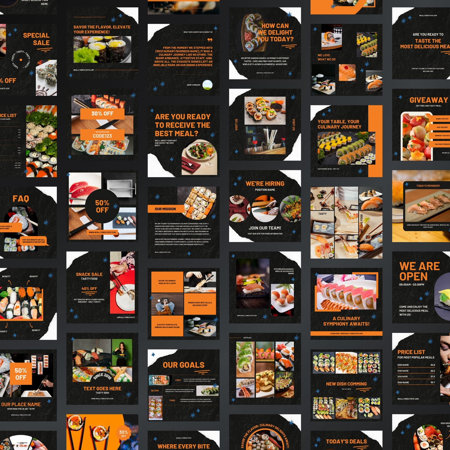 Sushi Restaurant Canva Templates | Editable Instagram Posts for Sushi Bars & Food Businesses
