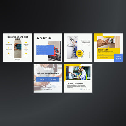 Home Energy Audit Canva Templates | Editable Instagram Posts for Energy Consultants & Auditors