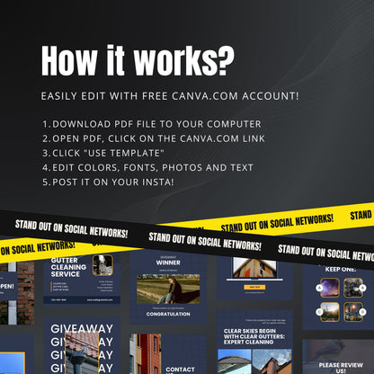 Gutter Cleaning Instagram Templates | Editable Canva Posts