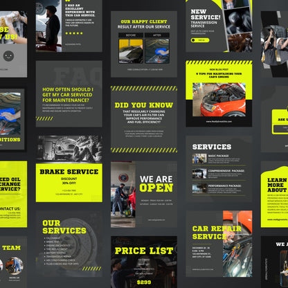Auto Repair Canva Templates | Editable Instagram Posts & Stories for Car Repair Shops