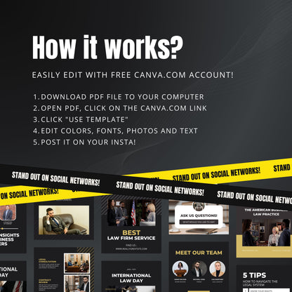 Law Firm Canva Templates | Editable Instagram Posts for Lawyers, Attorneys & Legal Marketing