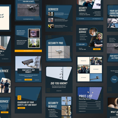 Security Service Canva Templates | Editable Instagram Posts for Security Companies