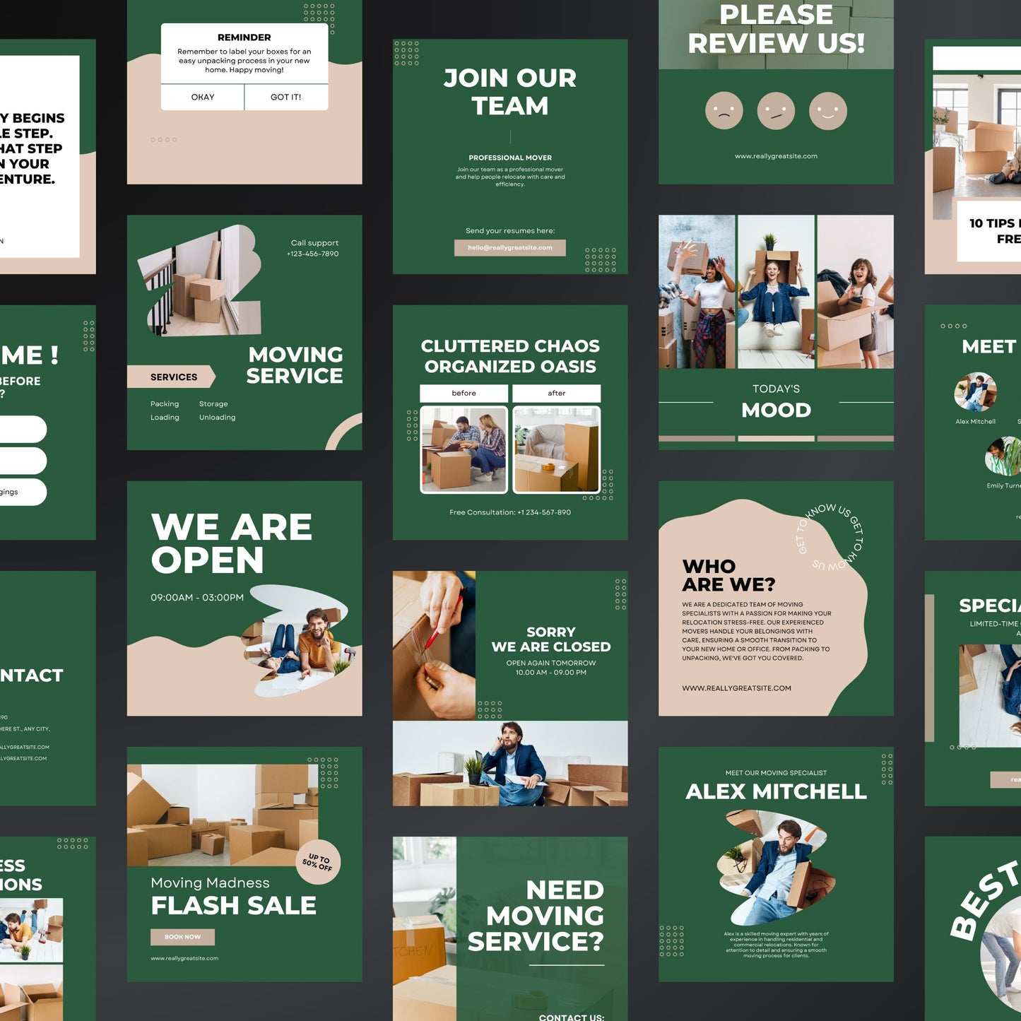 Moving Service Canva Templates | Editable Instagram Posts for Movers & Packing Companies