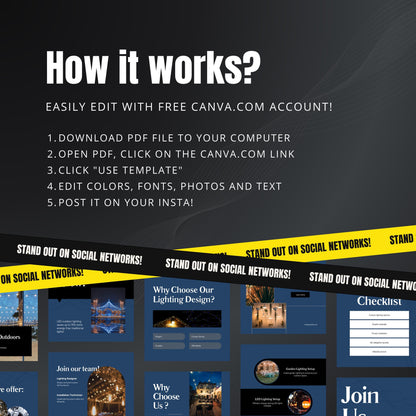 Outdoor Lighting Canva Templates | Editable Instagram Posts for Landscape & Holiday Lighting