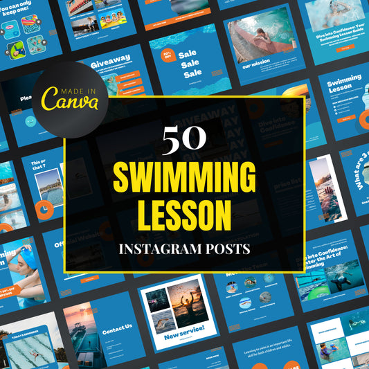 Swimming Lesson Canva Templates | Editable Instagram Posts for Swimming Teachers & Schools