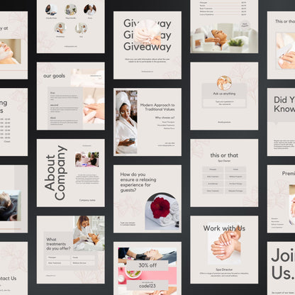 Spa Canva Templates | Editable Instagram and Facebook Posts for Wellness & Beauty Spas