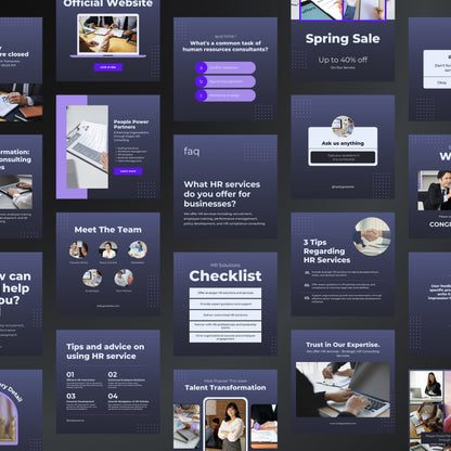 HR Canva Templates | Editable Instagram Posts for Human Resources & Recruitment Consultants