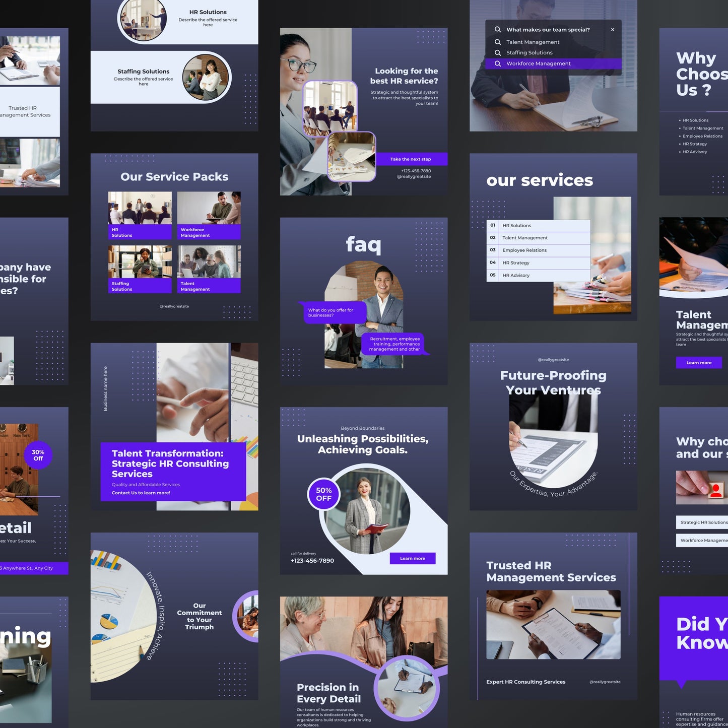 HR Canva Templates | Editable Instagram Posts for Human Resources & Recruitment Consultants