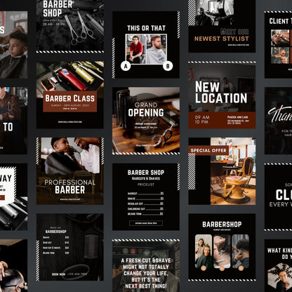 Barber Shop Canva Templates | Editable Instagram Posts and Stories for Barbers & Hair Salons