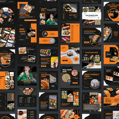 Sushi Restaurant Canva Templates | Editable Instagram Posts for Sushi Bars & Food Businesses