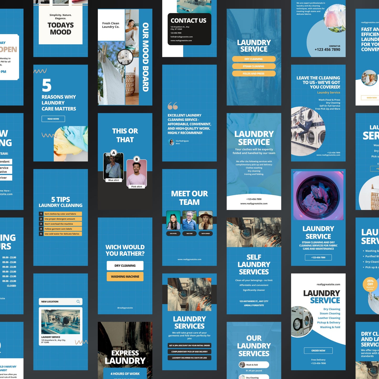 Dry Cleaning Canva Templates | Editable Instagram & Facebook Posts for Laundry Services