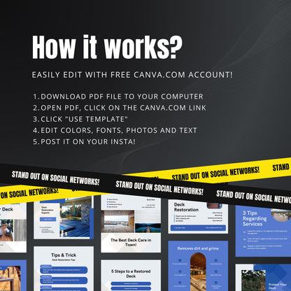 Deck Restoration Canva Templates | Editable Instagram Posts for Deck Cleaning & Repair Services