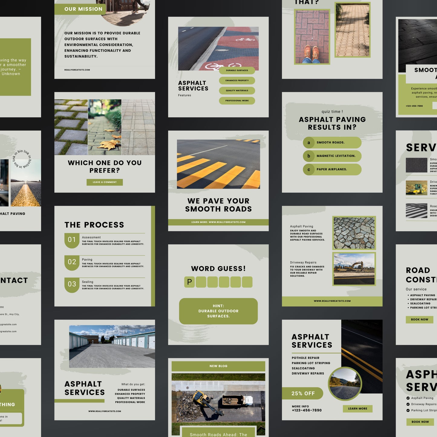 Road Construction Canva Templates | Editable Instagram Posts for Contractors & Construction Firms