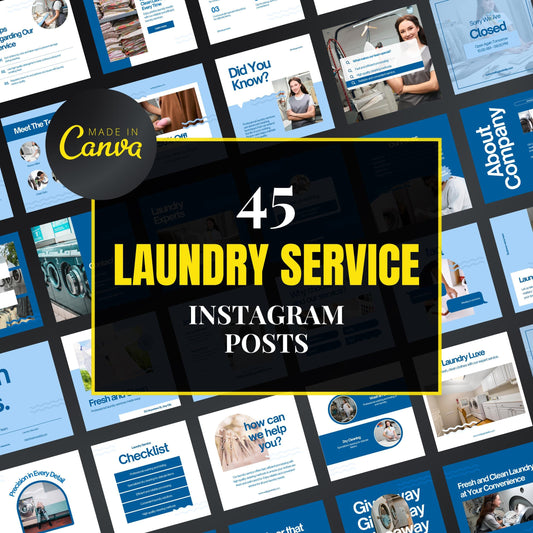 Laundry Service Canva Templates | Editable Instagram Posts for Laundromats & Dry Cleaners