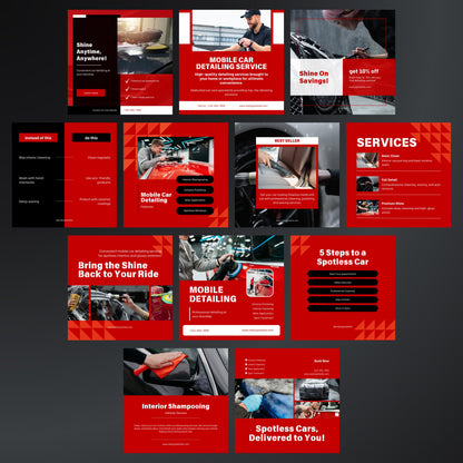 Mobile Car Detailing Canva Templates | Editable Instagram Posts for Auto Detailing Services