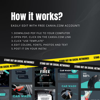 Car Wash Instagram Templates | Editable Canva Posts
