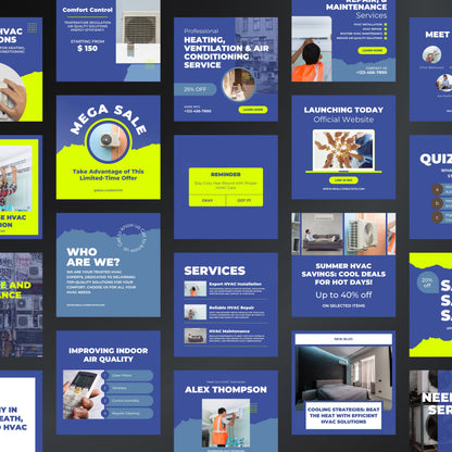 HVAC Canva Templates | Editable Instagram Posts for Air Conditioning, Heating & Cooling Services