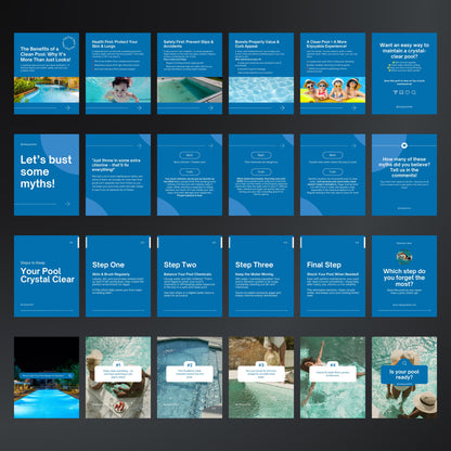 Pool Cleaning Carousel Canva Templates | Editable Multi-Image Instagram Posts