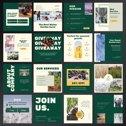 Winter Garden Maintenance Service Canva Template, Garden business, Instagram post, Canva templates for Garden Maintenance, Social media post