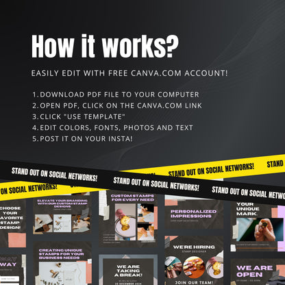 Stamp Making Canva Templates | Editable Instagram Posts for Custom Stamp Businesses