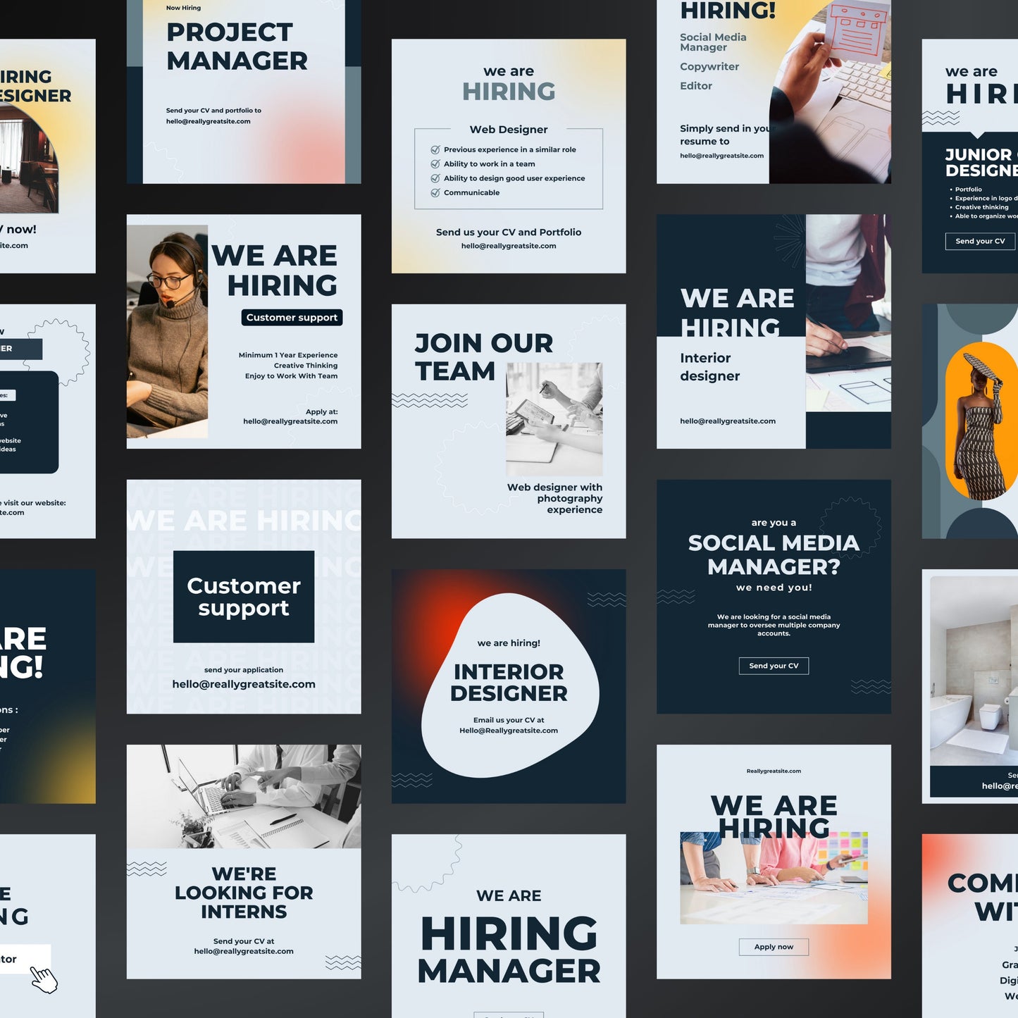 We Are Hiring Canva Templates | Editable Instagram Posts for Job Vacancies & HR Agencies